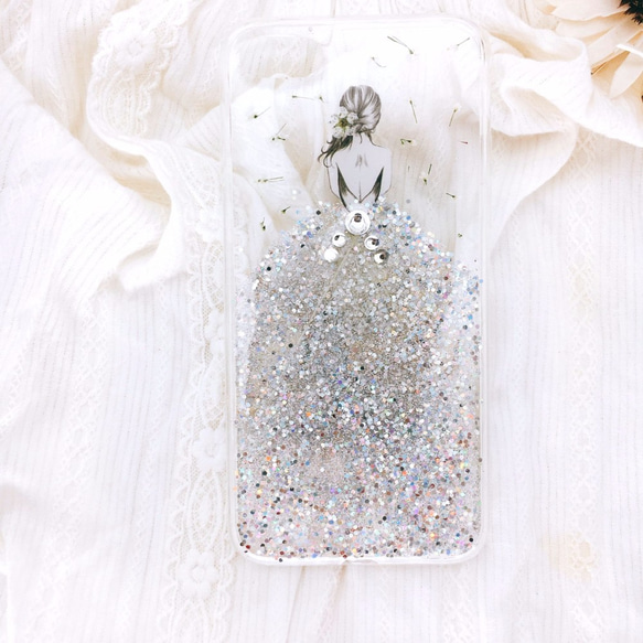 iPhoneX iPhone8/7/6S/5/SE/Plus 押し花 ケース 多機種対応 スマホケース 2枚目の画像