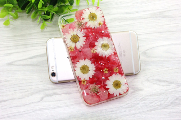 iPhoneX iPhone8/7/6S/5/SE/Plus 押し花 ケース 多機種対応 スマホケース 1枚目の画像