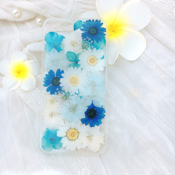 iPhoneX iPhone8/7/6S/5/SE/Plus 押し花 ケース 多機種対応 スマホケース 1枚目の画像