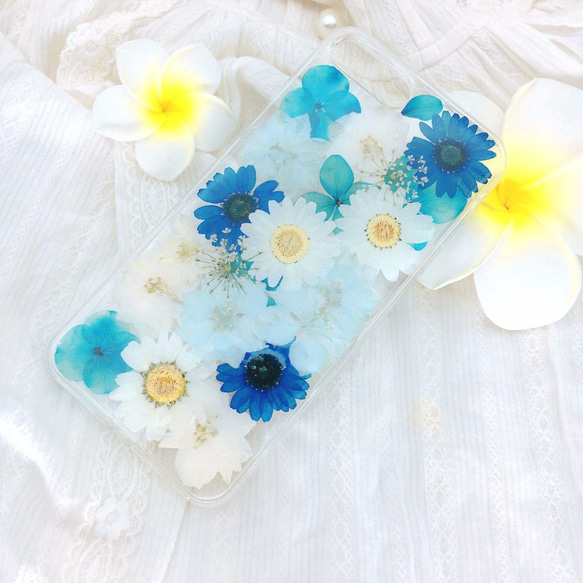iPhoneX iPhone8/7/6S/5/SE/Plus 押し花 ケース 多機種対応 スマホケース 2枚目の画像
