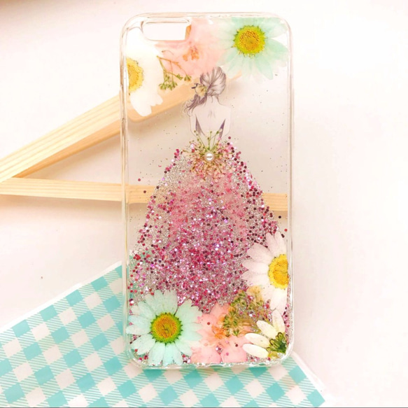 iPhoneX iPhone8/7/6S/5/SE/Plus 押し花 ケース 多機種対応 スマホケース 1枚目の画像