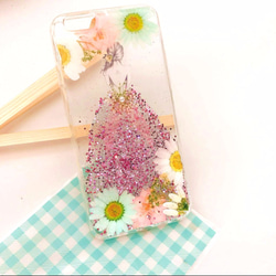 iPhoneX iPhone8/7/6S/5/SE/Plus 押し花 ケース 多機種対応 スマホケース 2枚目の画像