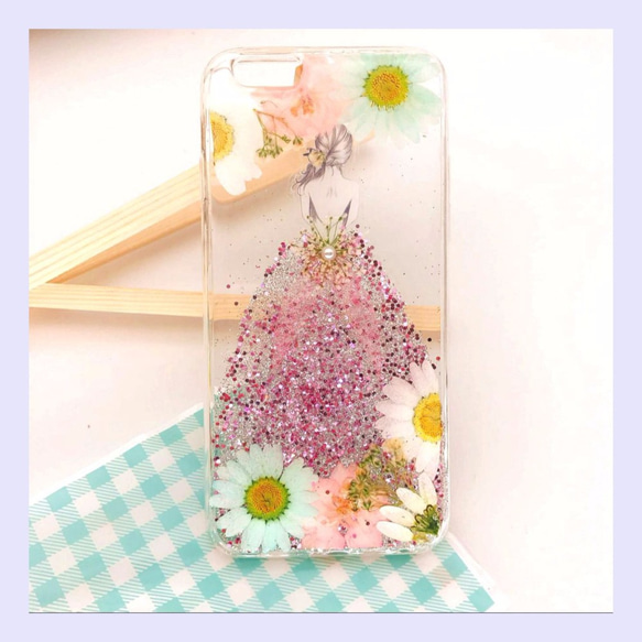 iPhoneX iPhone8/7/6S/5/SE/Plus 押し花 ケース 多機種対応 スマホケース 3枚目の画像