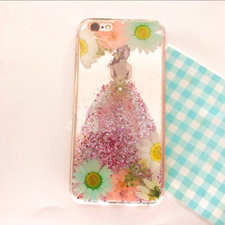 iPhoneX iPhone8/7/6S/5/SE/Plus 押し花 ケース 多機種対応 スマホケース 5枚目の画像