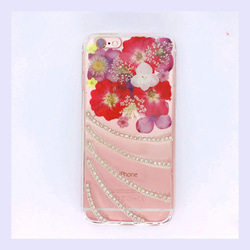 iPhoneX iPhone8/7/6S/5/SE/Plus 押し花 ケース 多機種対応 スマホケース 2枚目の画像