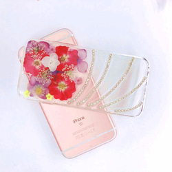 iPhoneX iPhone8/7/6S/5/SE/Plus 押し花 ケース 多機種対応 スマホケース 4枚目の画像