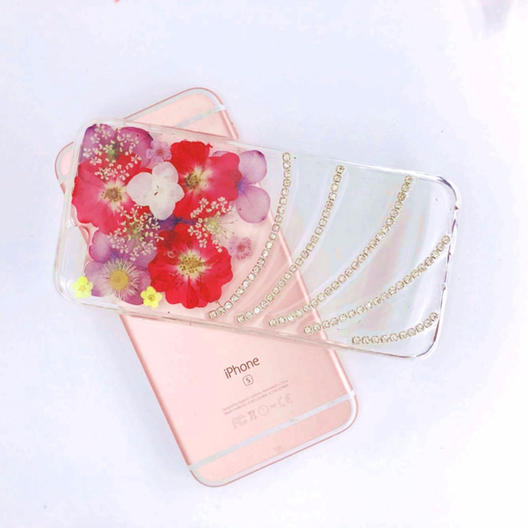 iPhoneX iPhone8/7/6S/5/SE/Plus 押し花 ケース 多機種対応 スマホケース 4枚目の画像