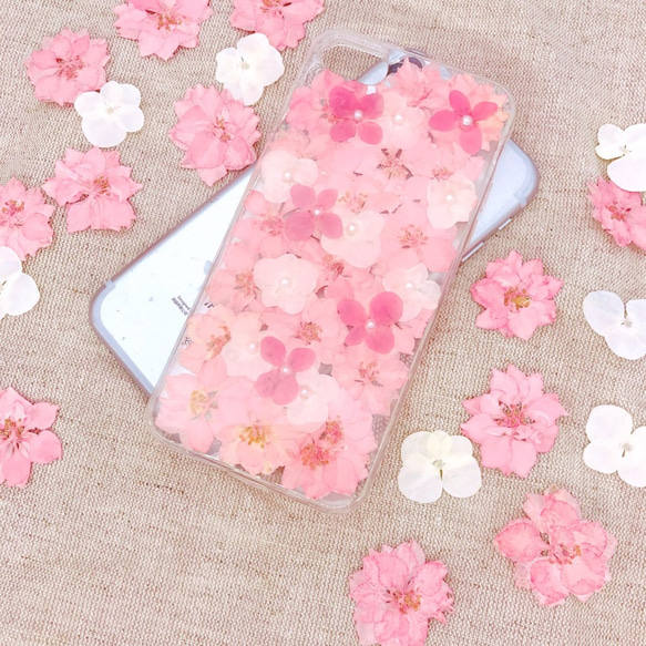 iPhoneX iPhone8/7/6S/5/SE/Plus 押し花 ケース 多機種対応 スマホケース 3枚目の画像