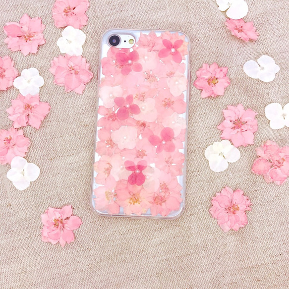 iPhoneX iPhone8/7/6S/5/SE/Plus 押し花 ケース 多機種対応 スマホケース 4枚目の画像