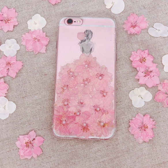 iPhoneX iPhone8/7/6S/5/SE/Plus 押し花 ケース 多機種対応 スマホケース 3枚目の画像