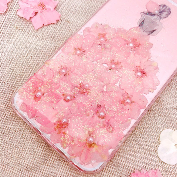 iPhoneX iPhone8/7/6S/5/SE/Plus 押し花 ケース 多機種対応 スマホケース 4枚目の画像