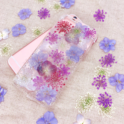 iPhoneX iPhone8/7/6S/5/SE/Plus 押し花 ケース 多機種対応 スマホケース 1枚目の画像