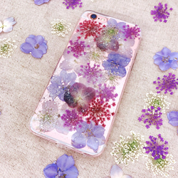 iPhoneX iPhone8/7/6S/5/SE/Plus 押し花 ケース 多機種対応 スマホケース 3枚目の画像