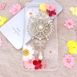 iPhoneX iPhone8/7/6S/Plus Xperia XZ1 押し花 ケース 多機種対応 スマホケース 1枚目の画像