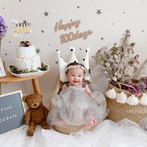 木製［送料込］レターバナー Happy 100days 記念日 誕生日 Birthday