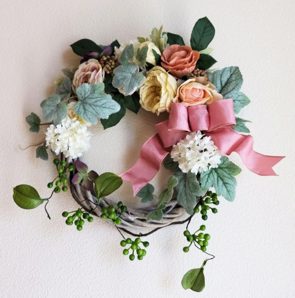 アンティークカラーのフレンチカントリー風リース（約36センチ