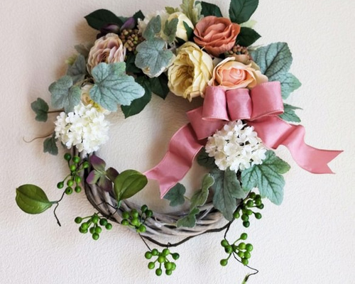 アンティークカラーのフレンチカントリー風リース（約36センチ