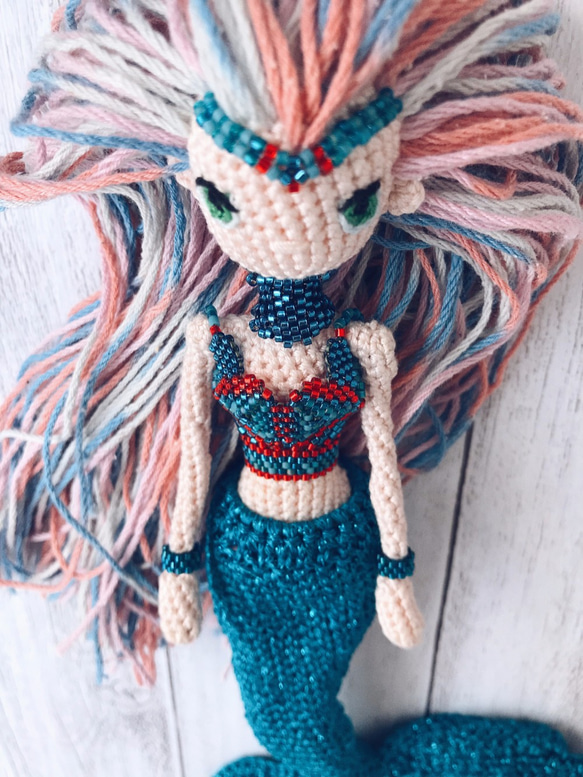 Amigurumi doll Mermaid • あみぐるみ 人形 マーメイド • コットン おもちゃ 4枚目の画像