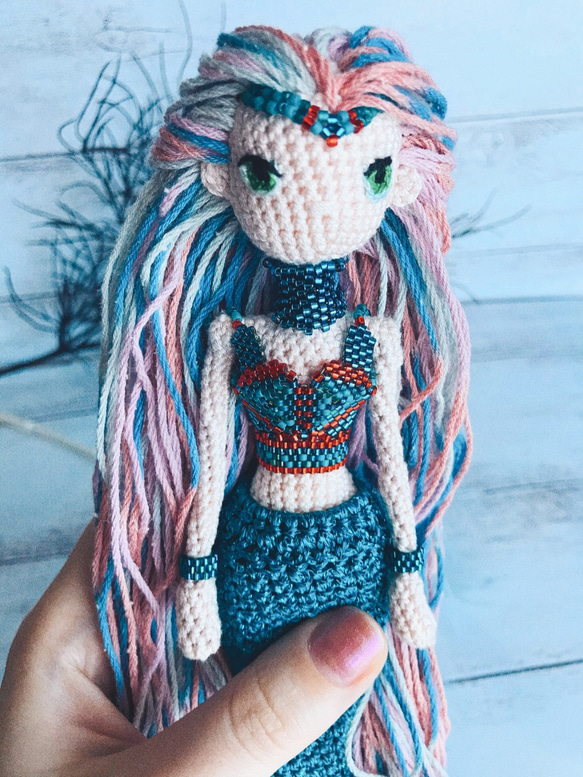 Amigurumi doll Mermaid • あみぐるみ 人形 マーメイド • コットン おもちゃ 7枚目の画像