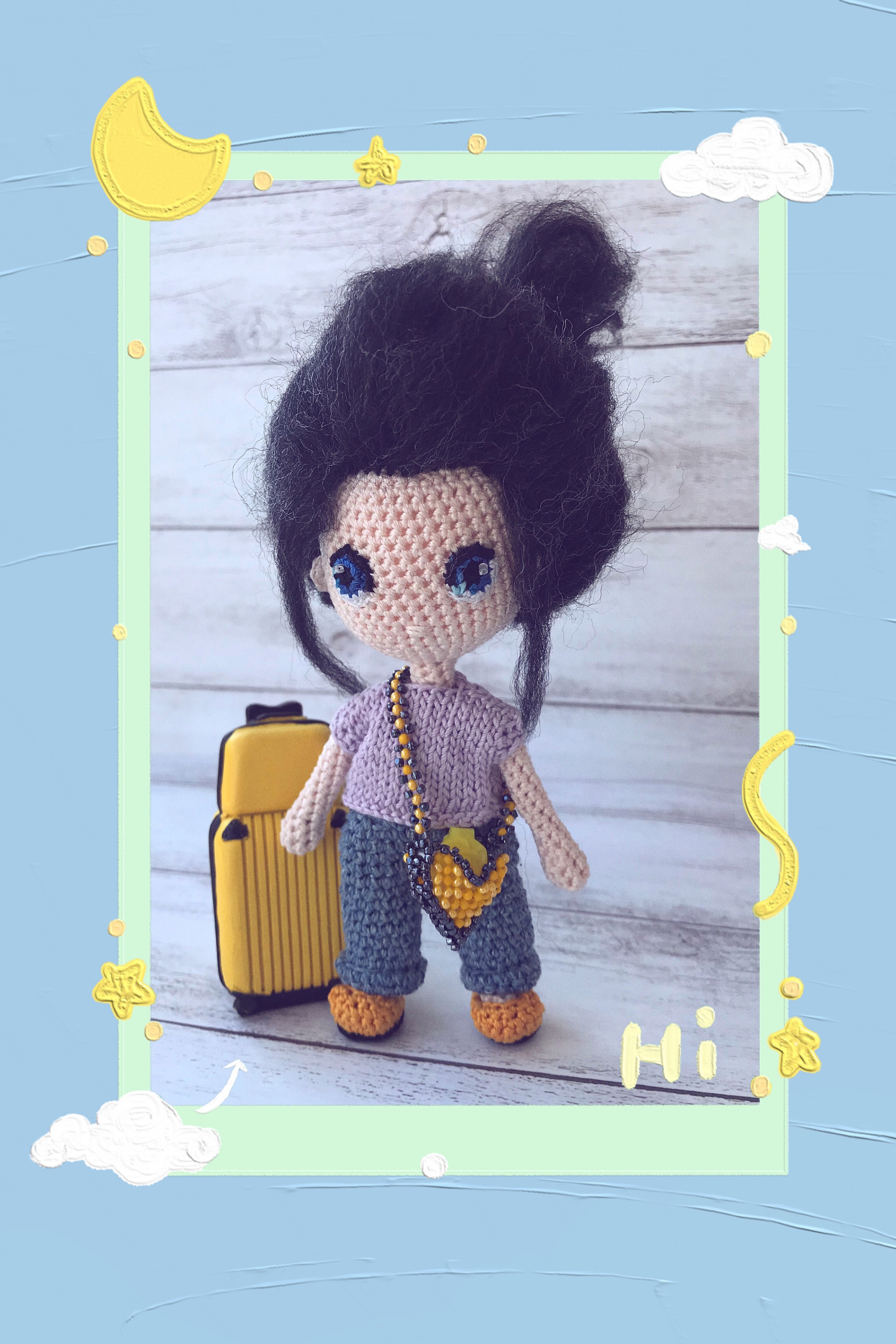 ドールのあみぐるみ ━ 黄色ハート━