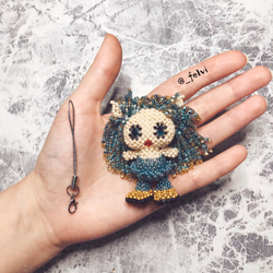 Cute doll keychain bag• かわいいドール• ミニキーホルダービーズ付き　ビーズ人形 5枚目の画像