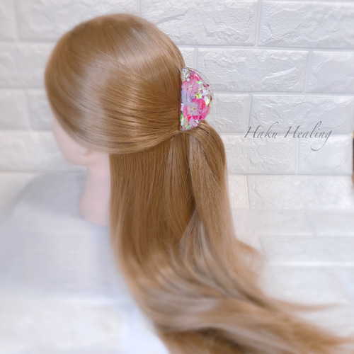 ビオラ ドライフラワー レジン バンスクリップ ヘアクリップ・バナナ