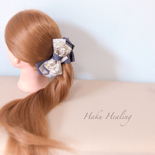 高級刺繍リボン バナナクリップ ヘアクリップ・バナナクリップ Haku 
