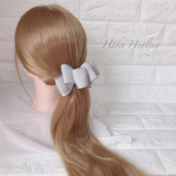 ふんわりリボン アーチ型バナナクリップ バレッタ ヘアクリップ ヘア 