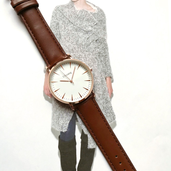 【レザーがある生活】腕時計 単品価格 ライトブラウン レザー ブレスレット  かわいい おしゃれ メンズ レディース 2枚目の画像