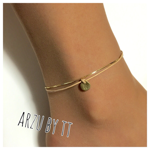 code anklet#name TAG☆leather 2枚目の画像