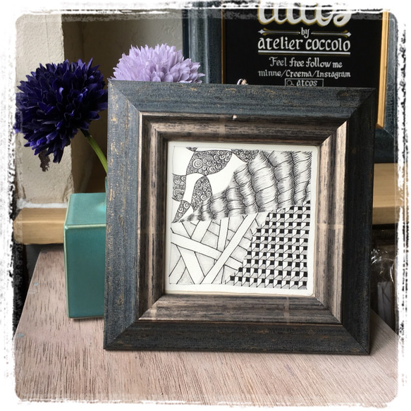 額縁付き zentangle ゼンタングル インテリアに その他アート