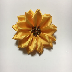 元気色のお花セット  ヒマワリ・初夏・黄色リボンヘアアクセサリー、ブローチ 2枚目の画像