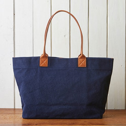 帆布と牛革のビッグトートバッグ ネイビー【SA201】 トートバッグ
