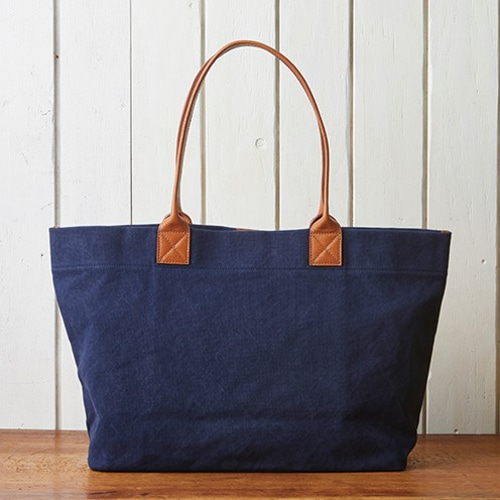 帆布と牛革のビッグトートバッグ ネイビー【SA201】 トートバッグ