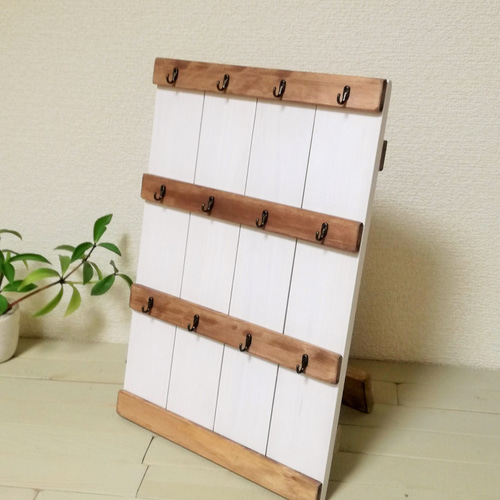 アクセサリー 什器 フック掛け3段 棚・シェルフ・ラック ウッド