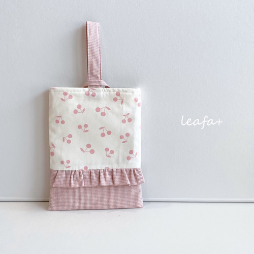 handmade】フリルシューズバッグ さくらんぼ