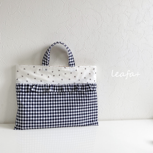 ブラックチェックとさくらんぼのレッスンバッグ 4サイズ その他入園