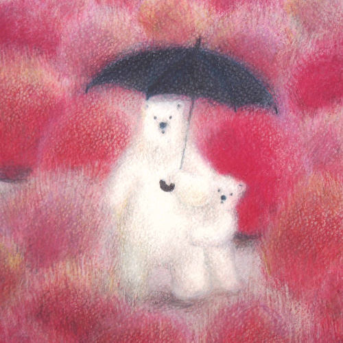 ピンク色のコキア 」 (複製画) 木製パネル サイズ変更可 絵画