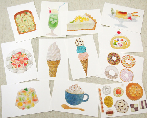 12種類のお菓子ポストカード * ポストカード さらさまゆこ 通販