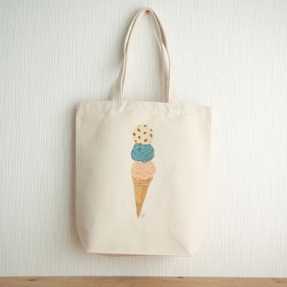 アイスクリーム キャンバストートバッグ＊再販 トートバッグ さらさ