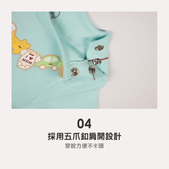 MIT獨家設計 收涎收乾乾 短袖 包屁衣 - 湖水藍 Baby (台灣製造) 天然棉 第7張的照片