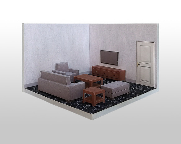 PaperCraft - Living Room #001 - DIY dollhouse paper model 1枚目の画像