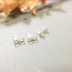 清純極簡 純銀 手工製作 幾何 無限 耳針　２對 台灣手作 第2張的照片