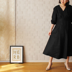 リネン　セレモニードレス　ブラック 1枚目の画像