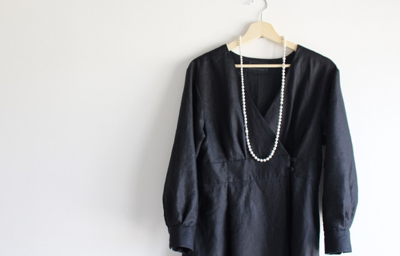 リネン　セレモニードレス　ブラック 2枚目の画像