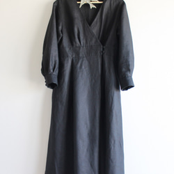 リネン　セレモニードレス　ブラック 3枚目の画像