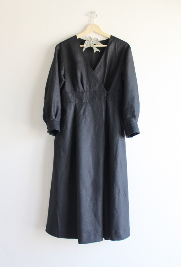リネン　セレモニードレス　ブラック 3枚目の画像