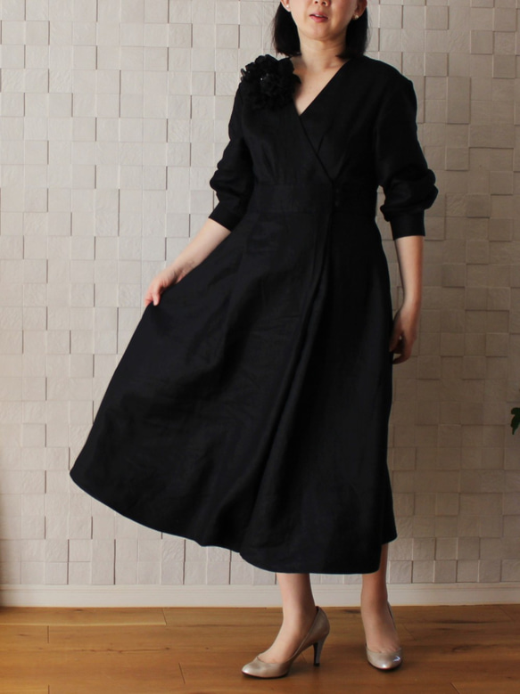リネン　セレモニードレス　ブラック 8枚目の画像