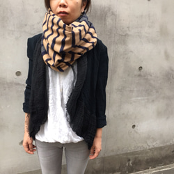 ダブル仕立のスヌード✴︎アンフィネー圧縮天竺ボーダーBEIGE,NAVY×CHACOLE,NAVY 1枚目の画像