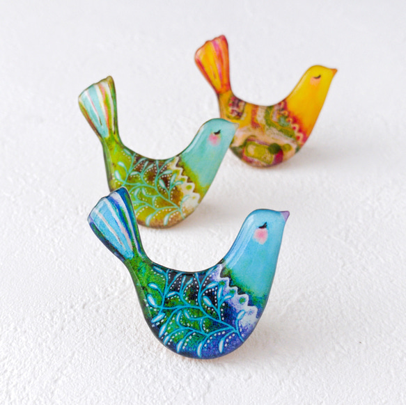 ☆再販☆幸せな鳥のブローチ(ピスタチオ/イエロー/ブルー) ブローチ